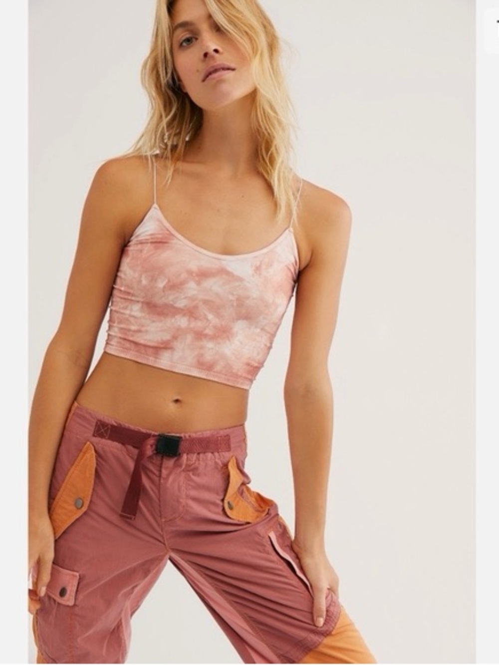 Intimately Free People Pink Tie-Dye Cropped Camisole Tank Top